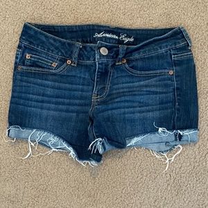 Distressed jean shorts